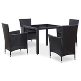 5-cz. zestaw mebli ogrodowych, rattan PE, czarny