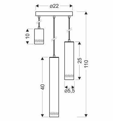 Lampa wisząca czarna talerz 3x25W Tubo 33-79084