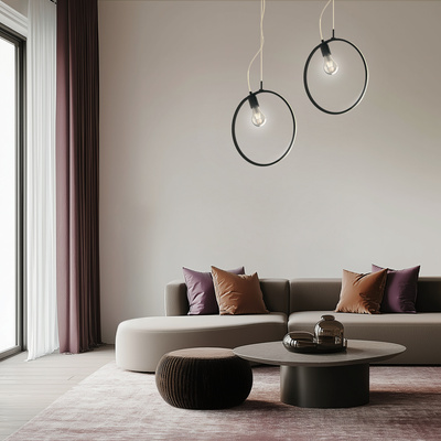 Lampa wisząca SKIROS czarny ring – minimalistyczna lampa w kształcie koła LED 4000K z E27