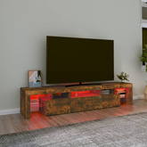vidaXL Szafka pod TV z oświetleniem LED, opalany dąb 200x36,5x40 cm