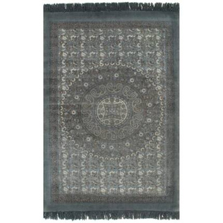 Dywan typu kilim, bawełna, 120 x 180 cm, szary ze wzorem vidaXL