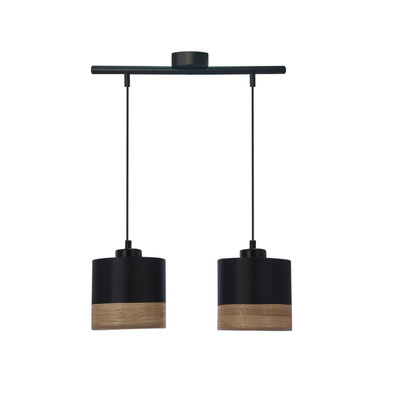 Lampa wisząca z abażurem Porto czarna podwójna do jadalni nad stół