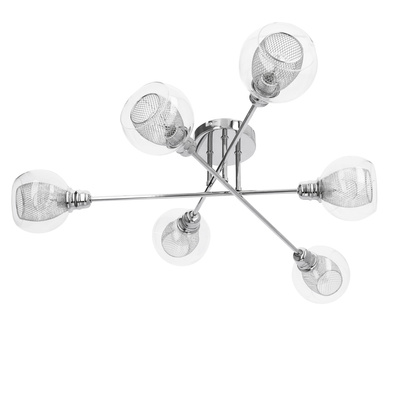Lampa sufitowa chromowa szklany klosz z koszyczkiem 6x40W Dixi Candellux 36-61362