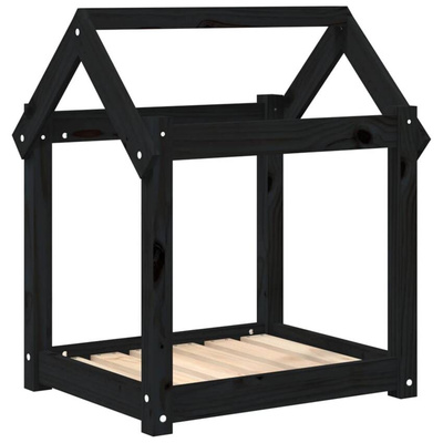 vidaXL Legowisko dla psa, czarne, 61x50x70 cm, lite drewno sosnowe