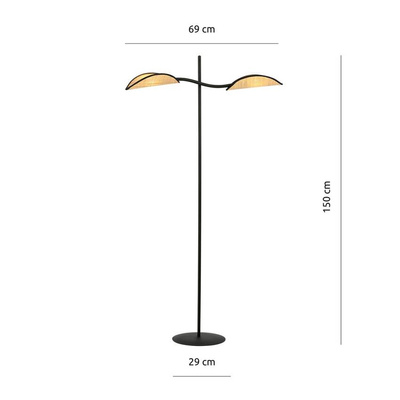 Lampa stojąca LOTUS LP2 BLACK/RATTAN