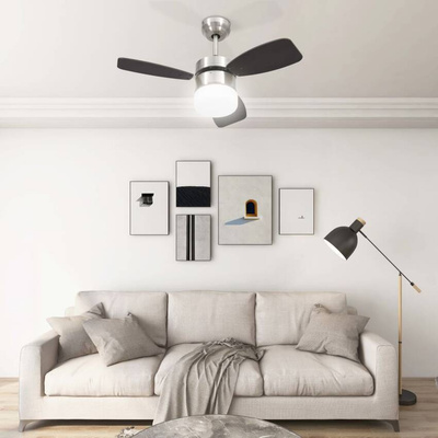 vidaXL Wentylator sufitowy z lampą i pilotem, 76 cm, ciemnobrązowy