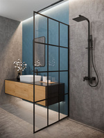 Kabina walk-in ii 110x200cm geometryczna 8mm shiny-glass czarny AK-32-117-S Invena