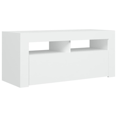 vidaXL Szafka pod TV z oświetleniem LED, biała, 90x35x40 cm