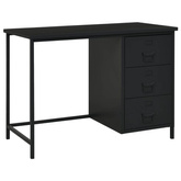 vidaXL Industrialne biurko z szufladami, czarne, 105x52x75 cm, stal