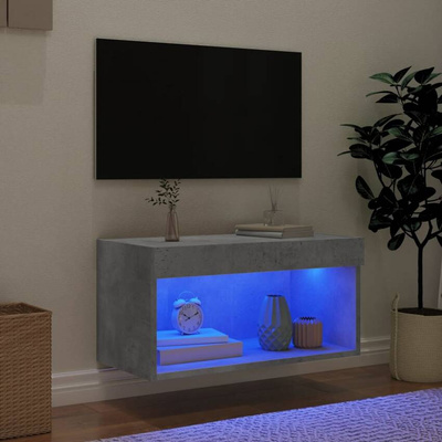 vidaXL Szafka pod TV, z oświetleniem LED, szarość betonu, 60x30x30 cm
