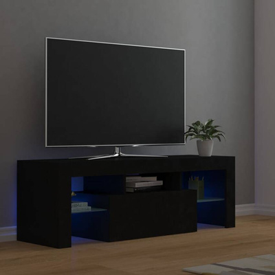 vidaXL Szafka pod TV z oświetleniem LED, czarna, 120x35x40 cm