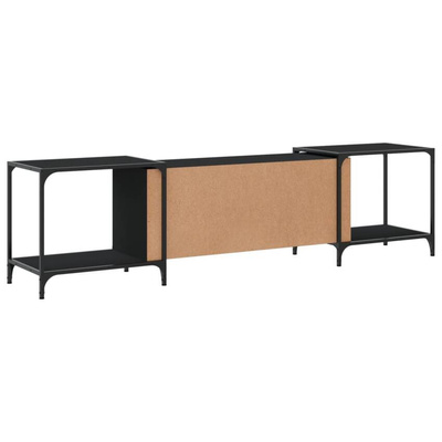 vidaXL Szafka pod TV, czarna, 203x37x50 cm, materiał drewnopochodny