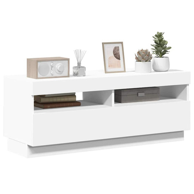 Szafka pod TV z oświetleniem LED, biała, 100x35x40 cm