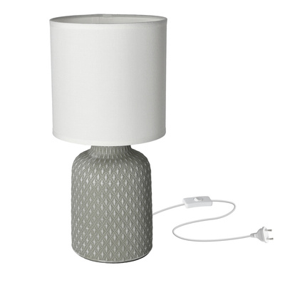 Lampka nocna Iner szara ceramiczna z abażurem Candellux