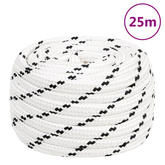 vidaXL Pleciona linka żeglarska, biała, 16mm x 25 m, poliester