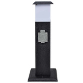 Słupek ogrodowy z gniazdkami i lampą, czarny