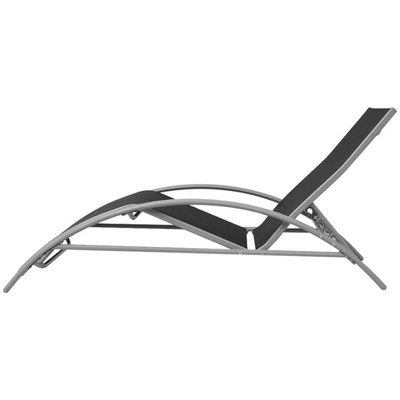 vidaXL Leżaki ze stolikiem, aluminium, czarny