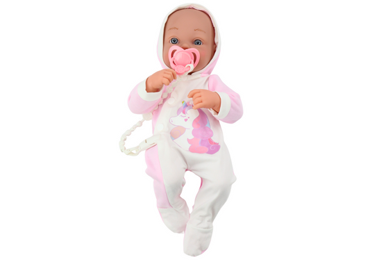 Lalka Bobas Ze Smoczkiem Body Jednorożec Różowy Kocyk Akcesoria 35 cm