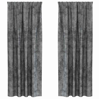Zasłony z weluru z zasłonami 2 pcs Szary 245 x 140 cm Aksamit