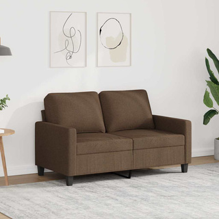 Sofa 2-osobowa, brązowa, 120 cm, tapicerowana tkaniną