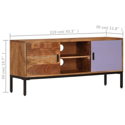 vidaXL Szafka pod TV, miodowy brąz i szary, 110x30x50 cm, lita akacja
