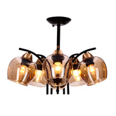 MERRA lampa wiszaca czarny 5x40W E27 klosz bursztynowy 35-35325