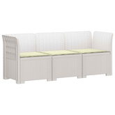 Sofa ogrodowa 3-osobowa z poduszkami w rattanowym wyglądzie PP