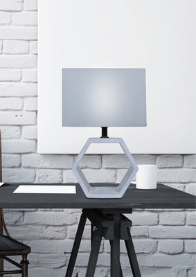 Lampka nocna Vidal ceramiczna szara nowoczesna z abażurem