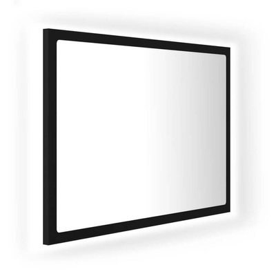 vidaXL Lustro łazienkowe z LED, czarne, 60x8,5x37 cm, akryl
