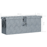 Aluminiowa skrzynia, 48,5 x 14 x 20 cm, srebrna