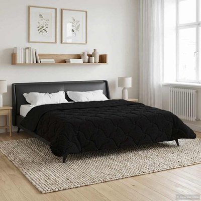 Letni Kołdra Czarny 200 x 200 cm Mikrofibra i Fleece Teddy