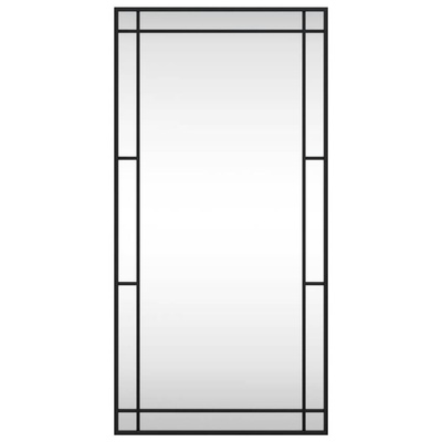 vidaXL Lustro ścienne, czarne, 50x100 cm, prostokątne, żelazo