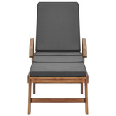 vidaXL Leżaki z poduszkami, 2 szt., lite drewno tekowe, ciemnoszare
