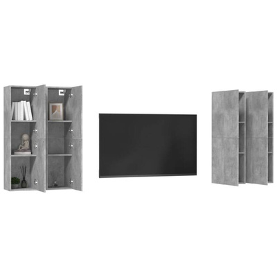 vidaXL Szafki telewizyjne, 4 szt., szarość betonu, 30,5x30x110 cm