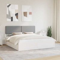 Ramka łóżka z tapicerowanym wezgłowiem Jasnoszary 180 x 200 cm