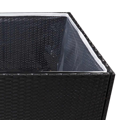 vidaXL Donica ogrodowa, czarna, 157x80x80 cm, rattan PE