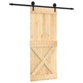 Drzwi przesuwne Naturalny i czarny 85 x 210 cm