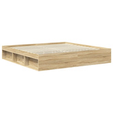 Ramka łóżka dąb Sonoma 200 x 200 cm Lite drewno sosnowe