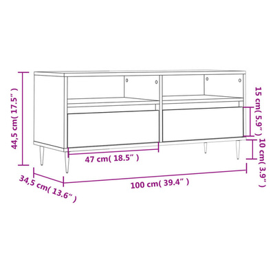 vidaXL Szafka pod TV, czarna, 100x34,5x44,5cm, materiał drewnopochodny