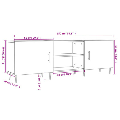 vidaXL Szafka pod TV, wysoki połysk, biała, 150x30x50 cm