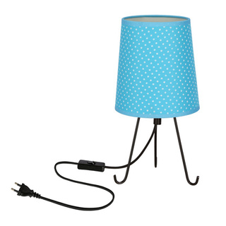 Lampka nocna Smally z abażurem niebieskim w kropki metalowa E14