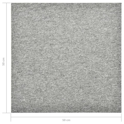 vidaXL Podłogowe płytki dywanowe, 20 szt., 5 m², 50x50 cm, jasnoszare