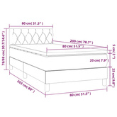 vidaXL Łóżko kontynentalne z materacem, czarne, aksamit 80x200 cm model standard