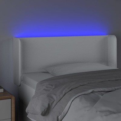 vidaXL Zagłówek do łóżka z LED, biały, 93x16x78/88 cm, sztuczna skóra
