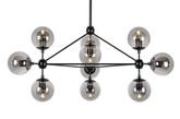 Lampa wisząca PLANETARIO 10  czarna klosze dymione