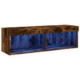 vidaXL Szafka pod TV z oświetleniem LED, przydymiony dąb, 100x30x30 cm