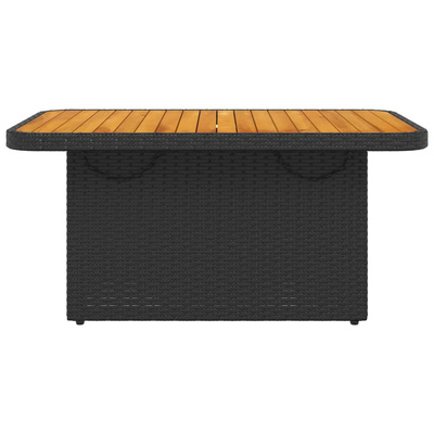 Stół ogrodowy, czarny, 90x55x71 cm, polirattan i akacja