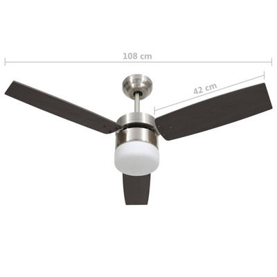 vidaXL Wentylator sufitowy z lampą i pilotem, 108 cm, ciemnobrązowy