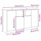 Komody 2 szt. Czarny Dąb 60 x 30 x 70 cm Drewno inżynieryjne