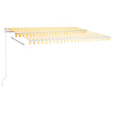 Ręcznie zwijana markiza z LED, 450 x 300 cm, żółto-biała